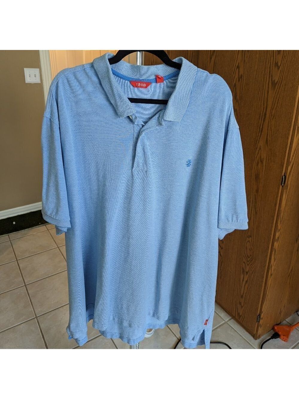 Izod Men's Size 4XL Light Blue Polo Shirt Short Sleeve EUC